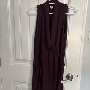 Wilfred Red Sheath Midi Dress Plunge Neckline